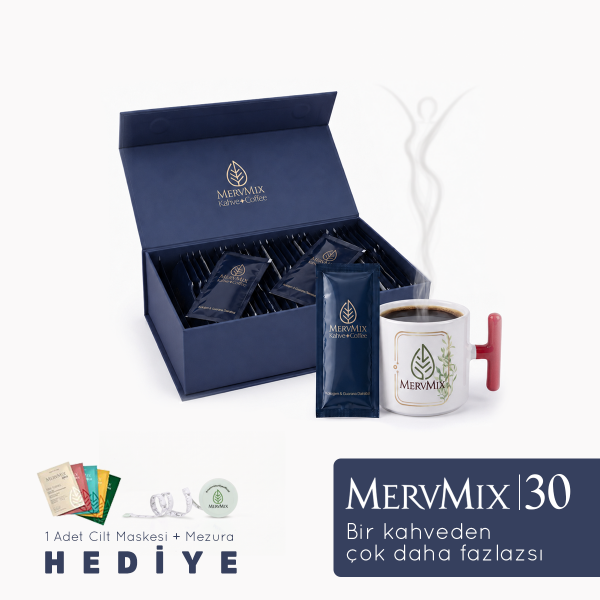 MervMix Kolajen & Guarana Ekstraktlı Kahve 30 Saşe - L-Carnitine & Çinko İçerikli Formül