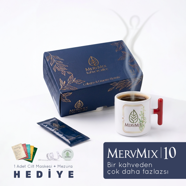 MervMix Kolajen & Guarana Ekstraktlı Kahve 10 Saşe - L-Carnitine & Çinko İçerikli Formül