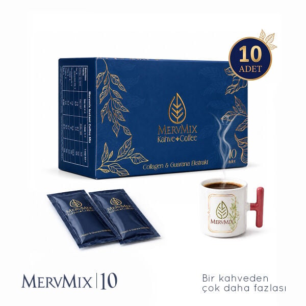 MervMix Kolajen & Guarana Ekstraktlı Kahve 10 Saşe - L-Carnitine & Çinko İçerikli Formül