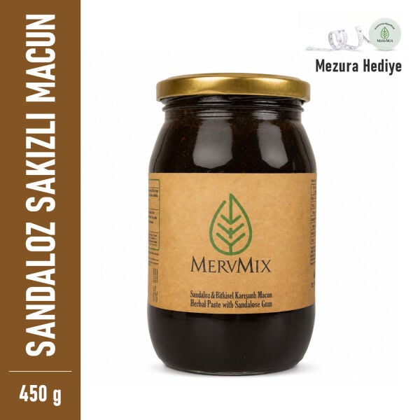 MervMix Sandaloz Sakızlı, Yeşil Çay ve Keten Tohumlu Bitkisel Karışımlı Macun 450 g