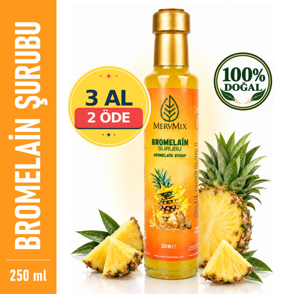 MervMix Bromelain Şurubu 250 ml – Ananas Ekstresi, Mate Yaprağı, Koenzim Q10 ve C Vitamini