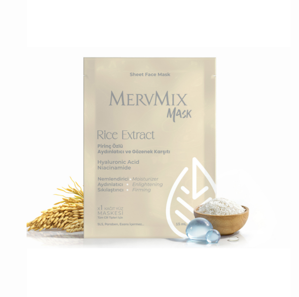 Mervmix Pirinç Özlü Aydınlatıcı ve Gözenek Karşıtı Kağıt Maske
