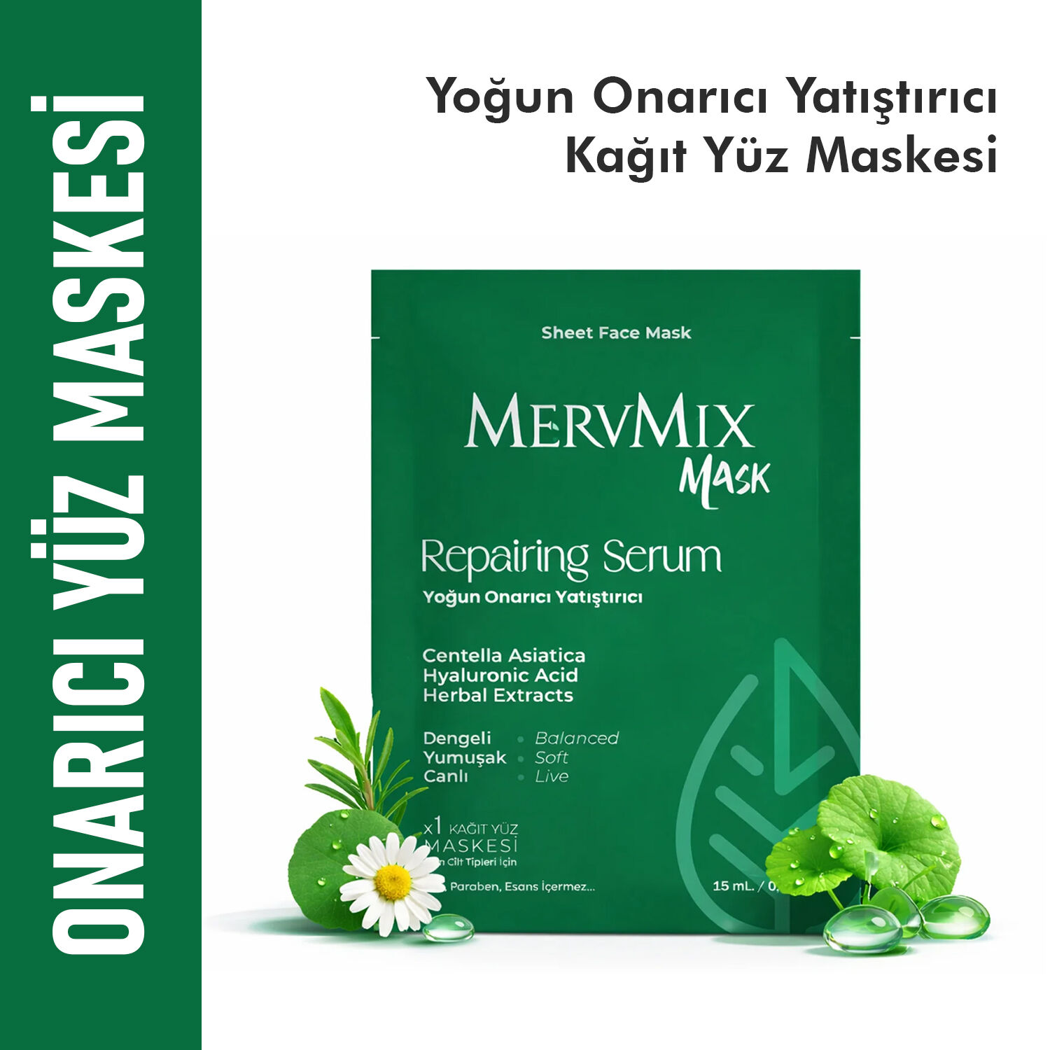 MervMix Yoğun Onarıcı Yatıştırıcı Kağıt Yüz Maskesi