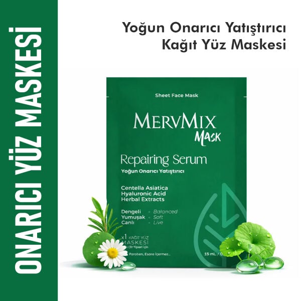 MervMix Yoğun Onarıcı Yatıştırıcı Kağıt Yüz Maskesi