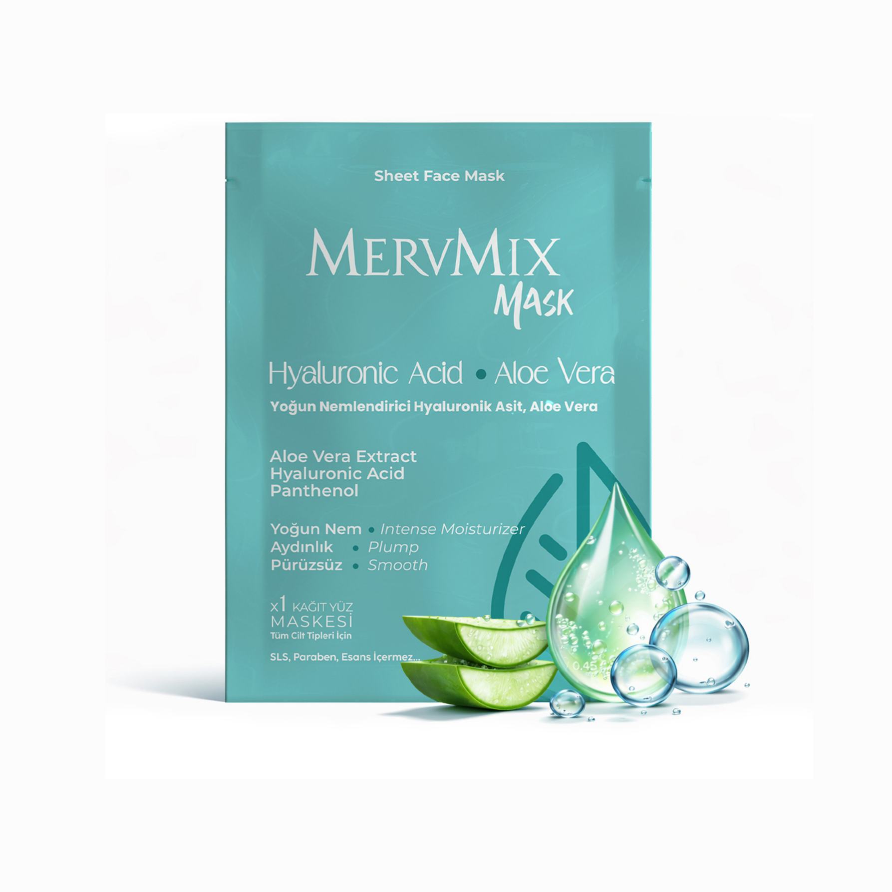 Mervmix Yoğun Nemlendirici Hyaluronik Asit, Aloe Vera Kağıt Maske