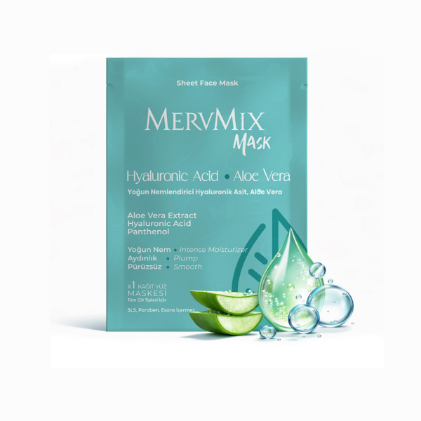 Mervmix Yoğun Nemlendirici Hyaluronik Asit, Aloe Vera Kağıt Maske
