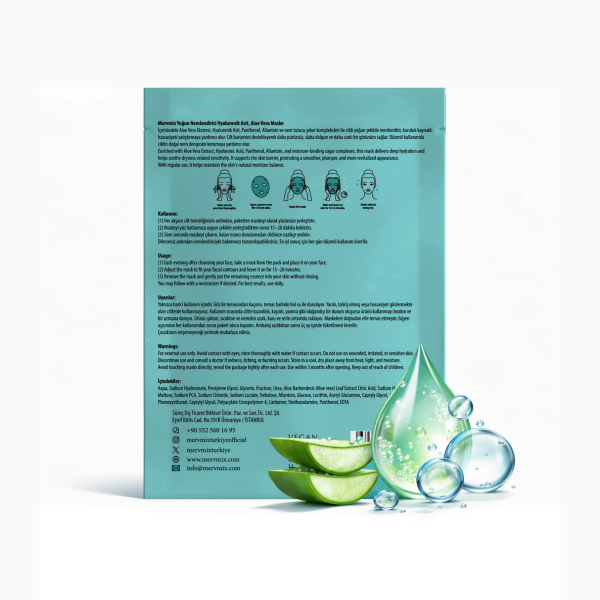 Mervmix Yoğun Nemlendirici Hyaluronik Asit, Aloe Vera Kağıt Maske