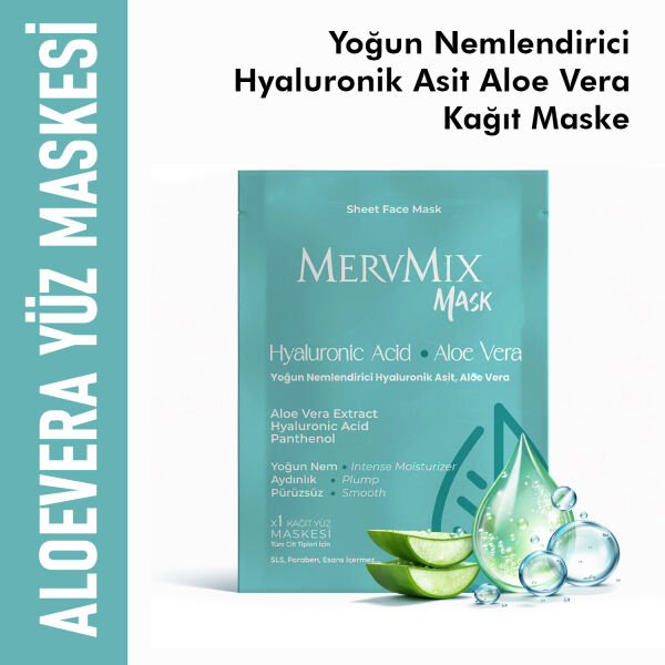 MervMix Yoğun Nemlendirici Hyaluronik Asit, Aloe Vera Kağıt Maske