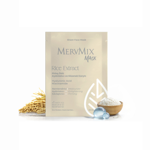 Mervmix Pirinç Özlü Aydınlatıcı ve Gözenek Karşıtı Kağıt Maske x3