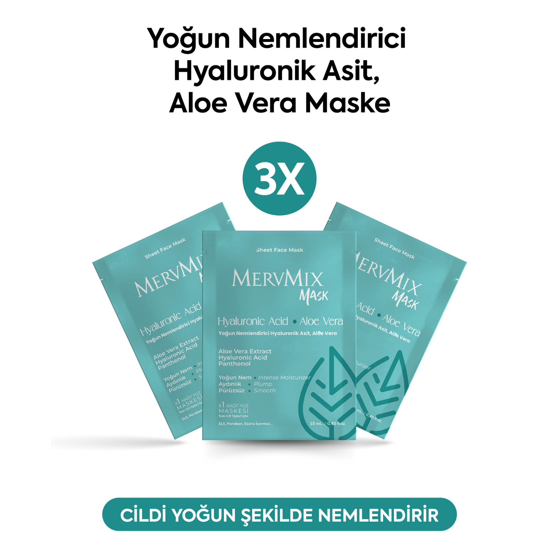 Mervmix Yoğun Nemlendirici Kağıt Maske Hyaluronik Asit Aloe Vera