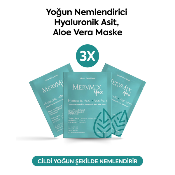 Mervmix Yoğun Nemlendirici Kağıt Maske Hyaluronik Asit Aloe Vera