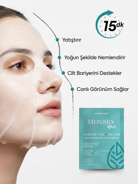 Mervmix Yoğun Nemlendirici Kağıt Maske Hyaluronik Asit Aloe Vera