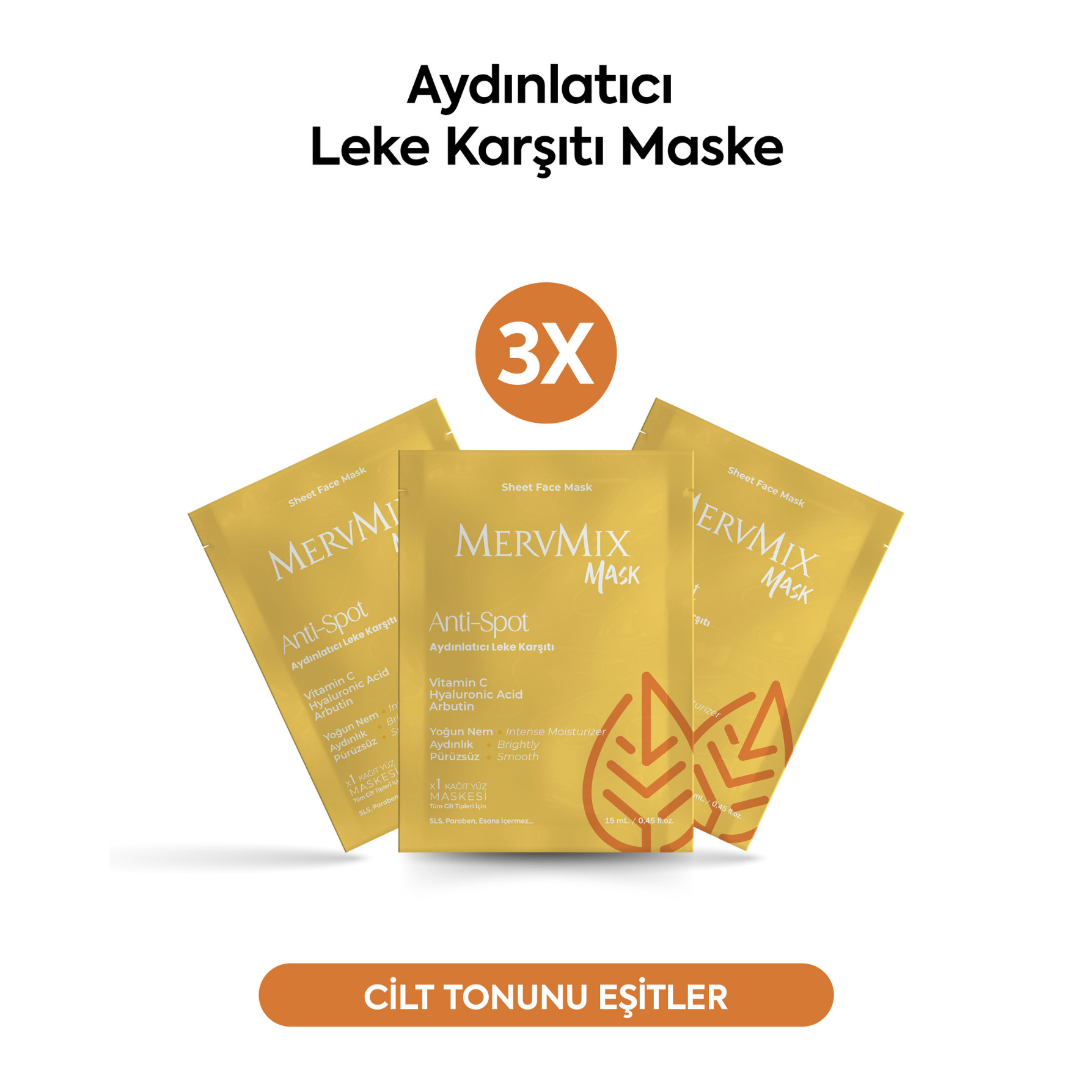 Mervmix Aydınlatıcı Leke Karşıtı Kağıt Maske x3