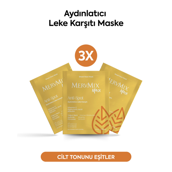Mervmix Aydınlatıcı Leke Karşıtı Kağıt Maske x3