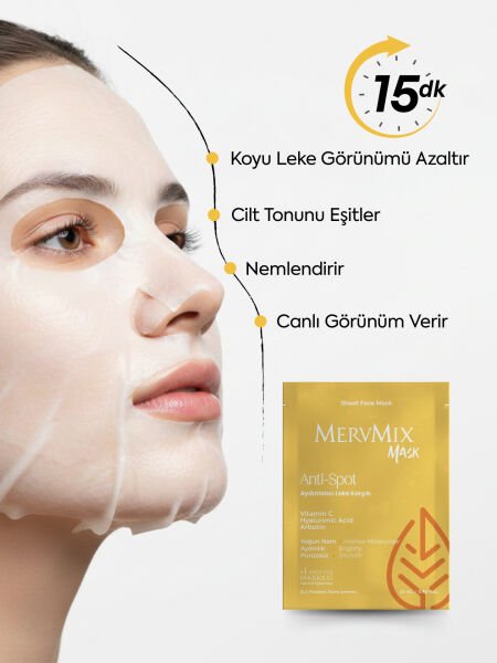 Mervmix Aydınlatıcı Leke Karşıtı Kağıt Maske x3