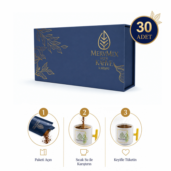MervMix 30’lu Kolajen ve Guarana Ekstraktlı Kahve & Bromelain Şurubu Seti