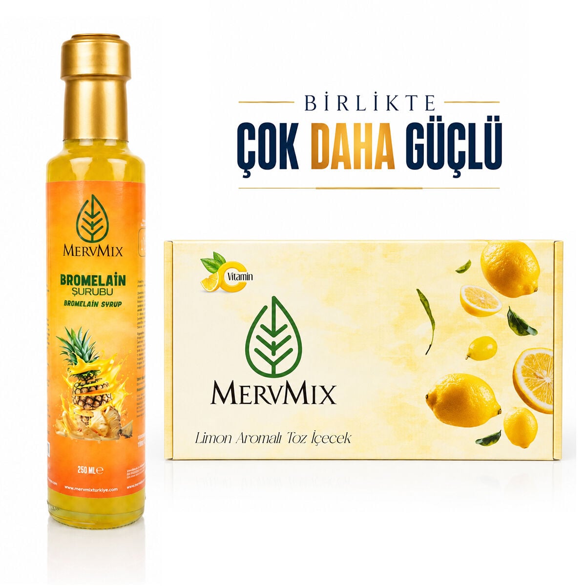 Limon Aromalı Yeşil Çay, 30 Saşe ve Bromelain Şurubu 250 ml Avantajlı Set