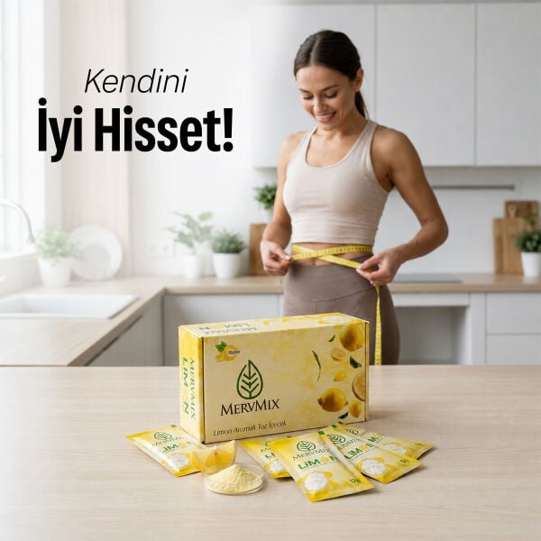 MervMix Limon Aromalı Yeşil Çay, Mate ve Kiraz Sapı Ekstraktlı Bitkisel Çay – 30 Saşe